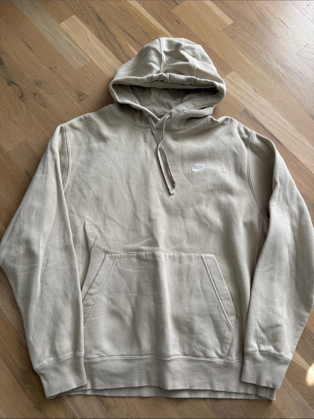 Nike Beige Pullover Hoodie with White Swoosh
